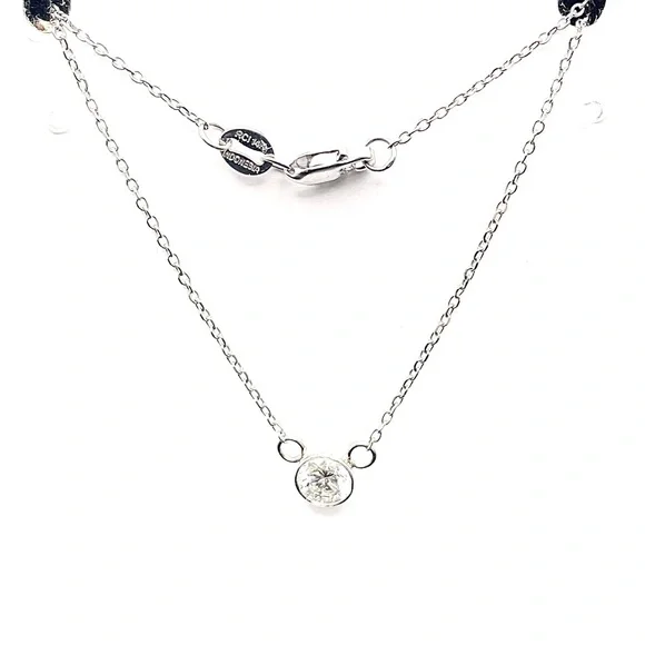 14K White Gold Diamond By The YardNecklace